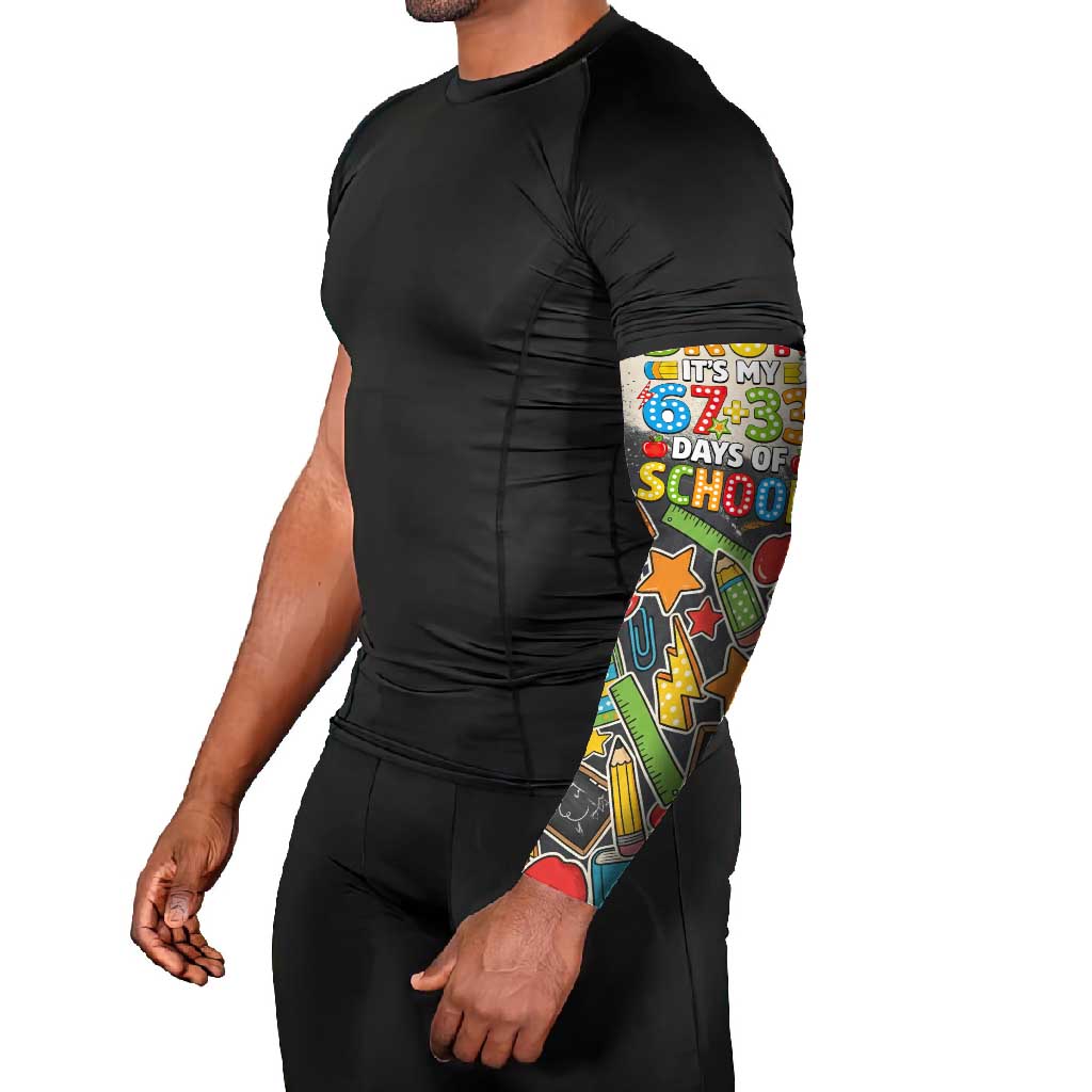 Bruh Its My 67 33 Days of School Arm Sleeves Funny Boys Kids 100th Day