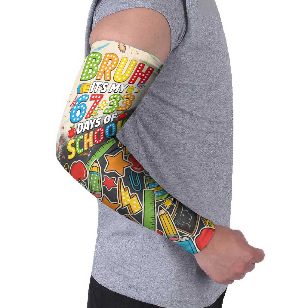 Bruh Its My 67 33 Days of School Arm Sleeves Funny Boys Kids 100th Day