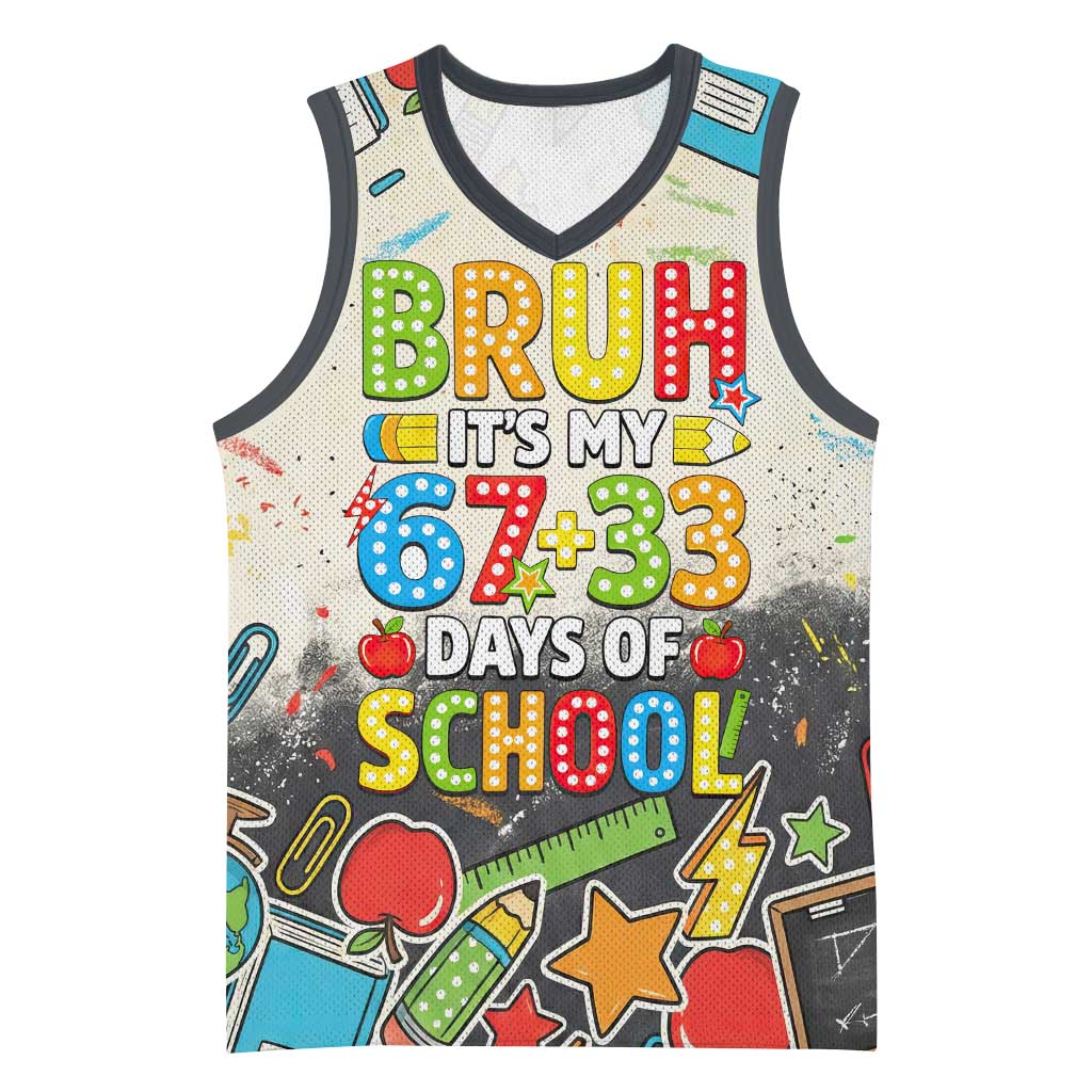 Bruh Its My 67 33 Days of School Basketball Jersey Funny Boys Kids 100th Day