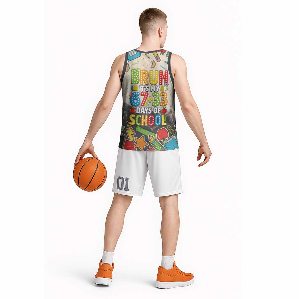 Bruh Its My 67 33 Days of School Basketball Jersey Funny Boys Kids 100th Day