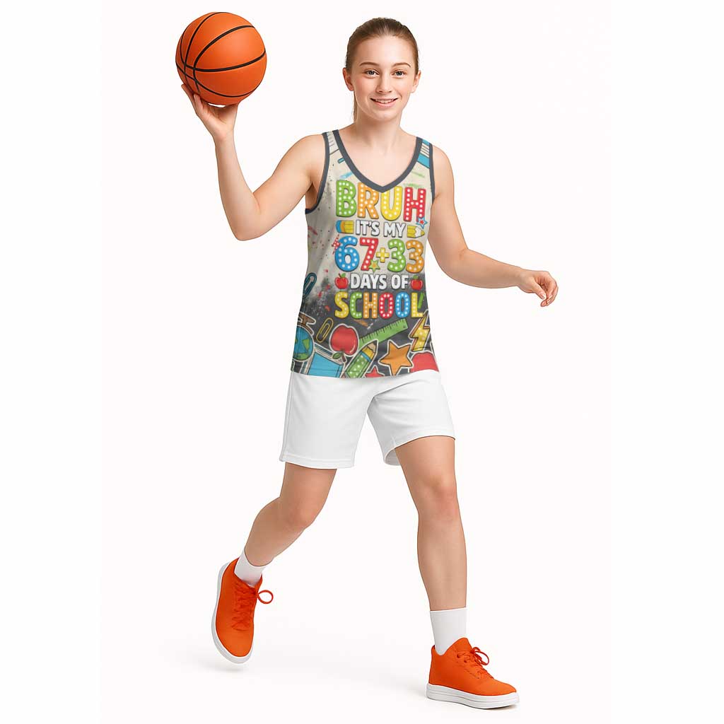 Bruh Its My 67 33 Days of School Basketball Jersey Funny Boys Kids 100th Day