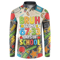 Bruh Its My 67 33 Days of School Button Sweatshirt Funny Boys Kids 100th Day