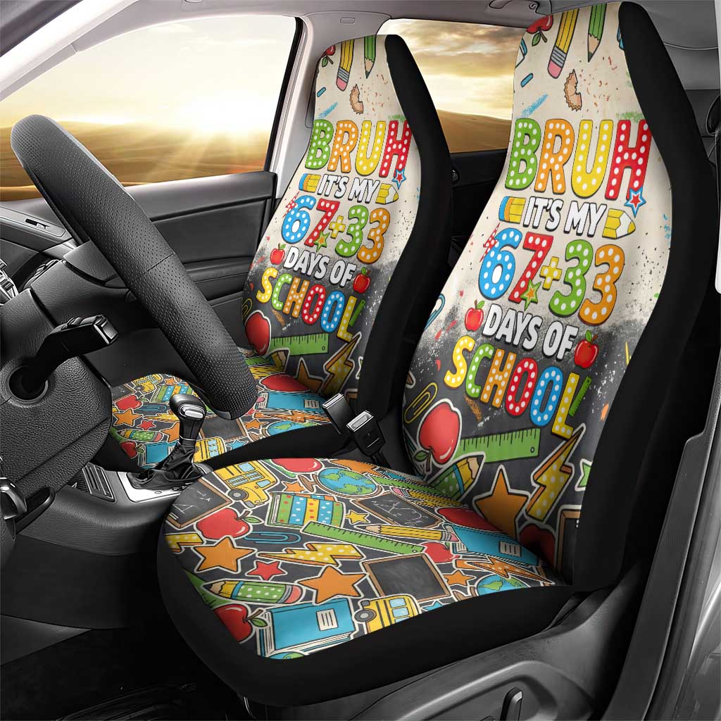 Bruh Its My 67 33 Days of School Car Seat Cover Funny Boys Kids 100th Day