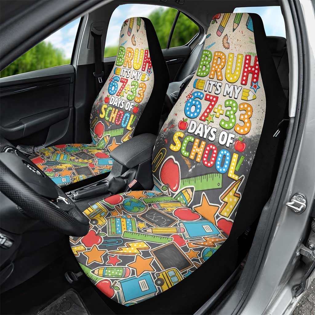 Bruh Its My 67 33 Days of School Car Seat Cover Funny Boys Kids 100th Day