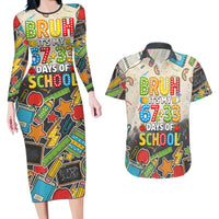 Bruh Its My 67 33 Days of School Couples Matching Long Sleeve Bodycon Dress and Hawaiian Shirt Funny Boys Kids 100th Day