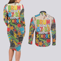 Bruh Its My 67 33 Days of School Couples Matching Long Sleeve Bodycon Dress and Long Sleeve Button Shirt Funny Boys Kids 100th Day
