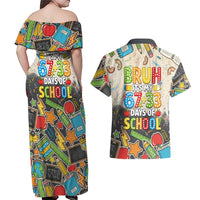 Bruh Its My 67 33 Days of School Couples Matching Off Shoulder Maxi Dress and Hawaiian Shirt Funny Boys Kids 100th Day