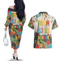 Bruh Its My 67 33 Days of School Couples Matching Off The Shoulder Long Sleeve Dress and Hawaiian Shirt Funny Boys Kids 100th Day