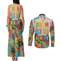 Bruh Its My 67 33 Days of School Couples Matching Tank Maxi Dress and Long Sleeve Button Shirt Funny Boys Kids 100th Day