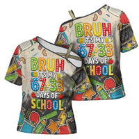 Bruh Its My 67 33 Days of School Cross Shoulder Shirt Funny Boys Kids 100th Day