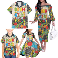 Bruh Its My 67 33 Days of School Family Matching Off The Shoulder Long Sleeve Dress and Hawaiian Shirt Funny Boys Kids 100th Day