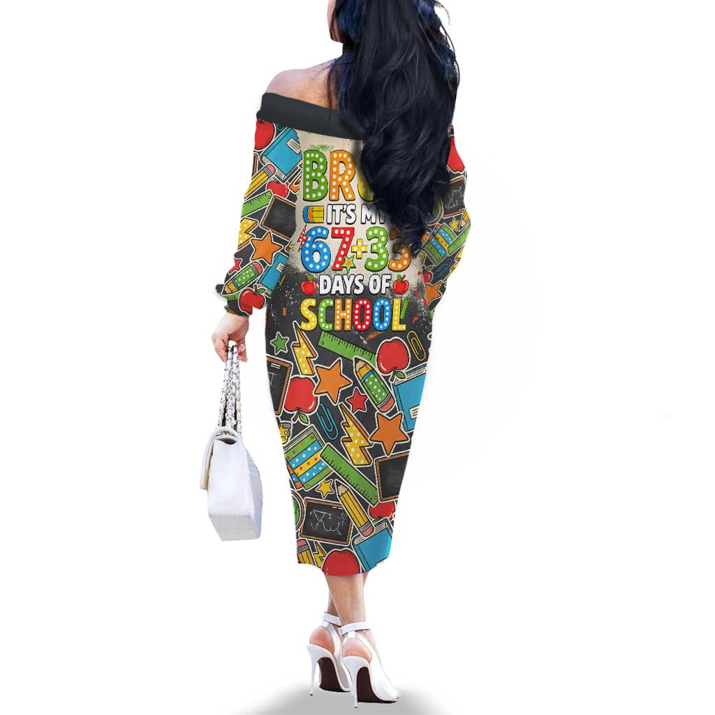 Bruh Its My 67 33 Days of School Family Matching Off The Shoulder Long Sleeve Dress and Hawaiian Shirt Funny Boys Kids 100th Day