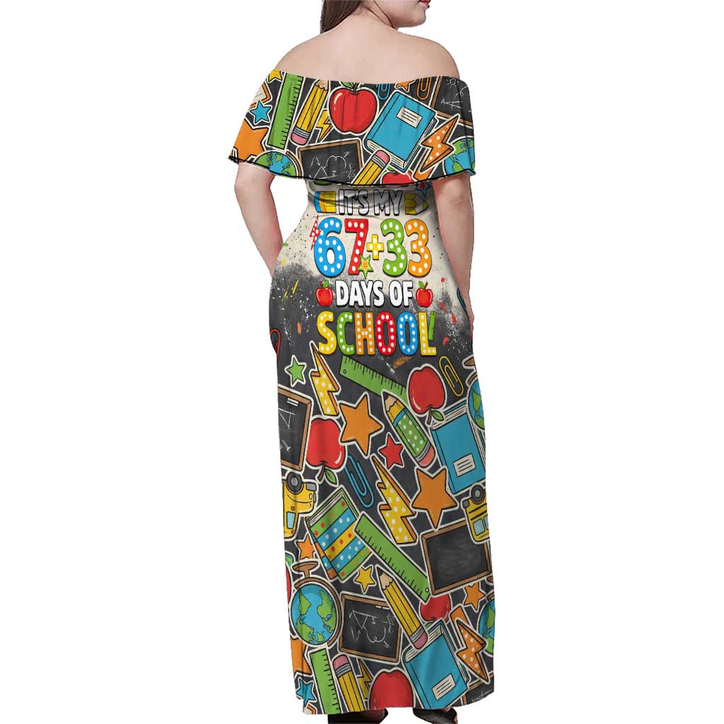 Bruh Its My 67 33 Days of School Family Matching Off Shoulder Maxi Dress and Hawaiian Shirt Funny Boys Kids 100th Day