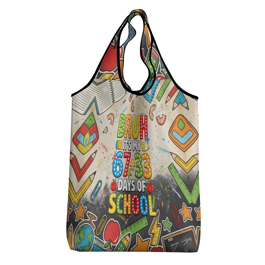 Bruh Its My 67 33 Days of School Grocery Bag Funny Boys Kids 100th Day
