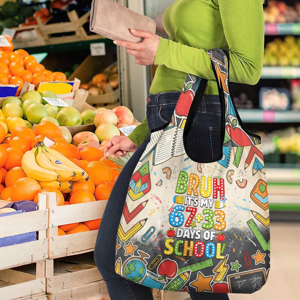 Bruh Its My 67 33 Days of School Grocery Bag Funny Boys Kids 100th Day