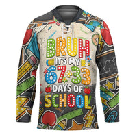 Bruh Its My 67 33 Days of School Hockey Jersey Funny Boys Kids 100th Day