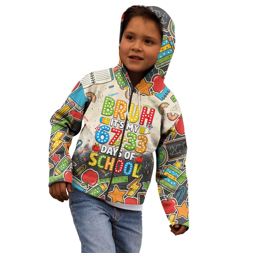 Bruh Its My 67 33 Days of School Kid Hoodie Funny Boys Kids 100th Day