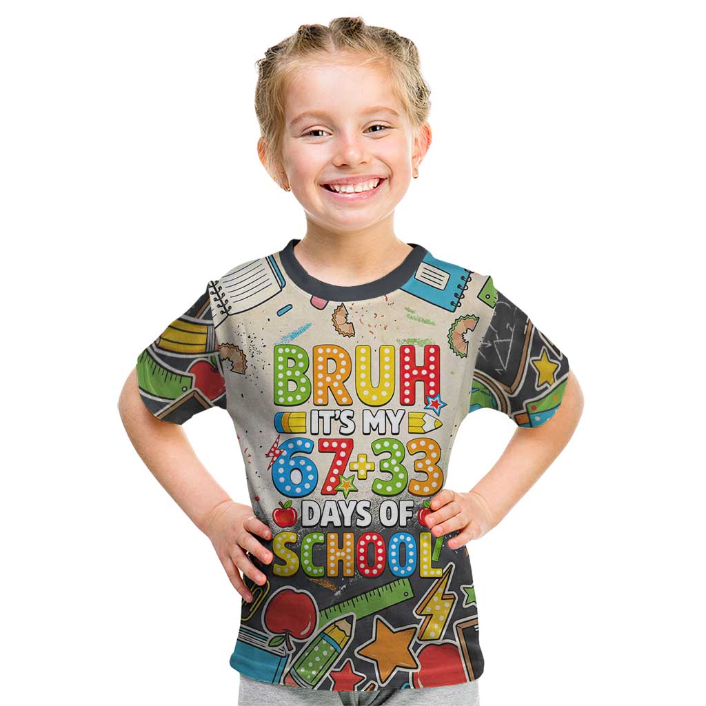 Bruh Its My 67 33 Days of School Kid T Shirt Funny Boys Kids 100th Day