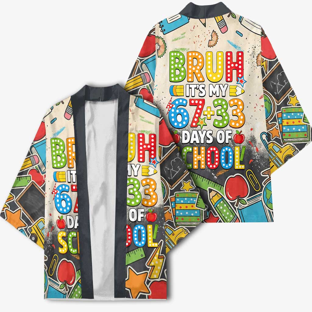 Bruh Its My 67 33 Days of School Kimono Funny Boys Kids 100th Day