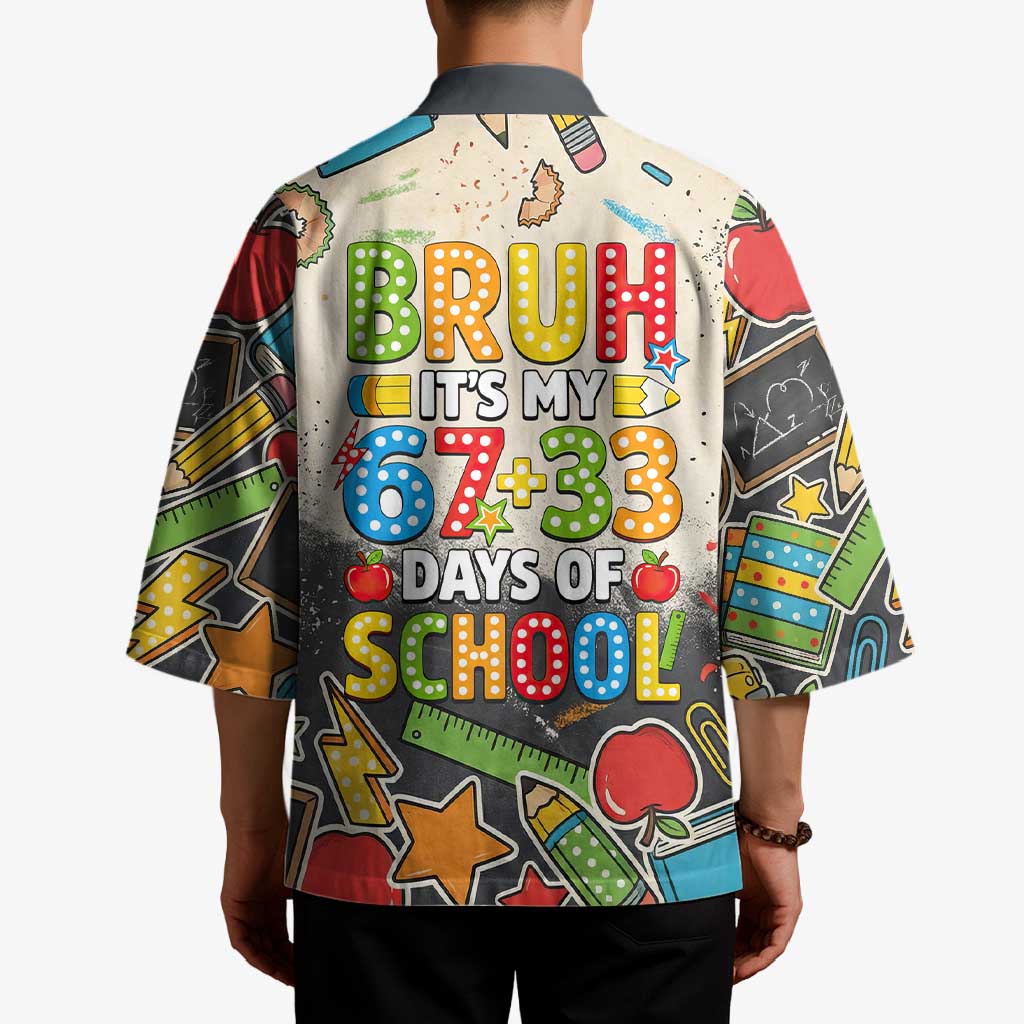 Bruh Its My 67 33 Days of School Kimono Funny Boys Kids 100th Day
