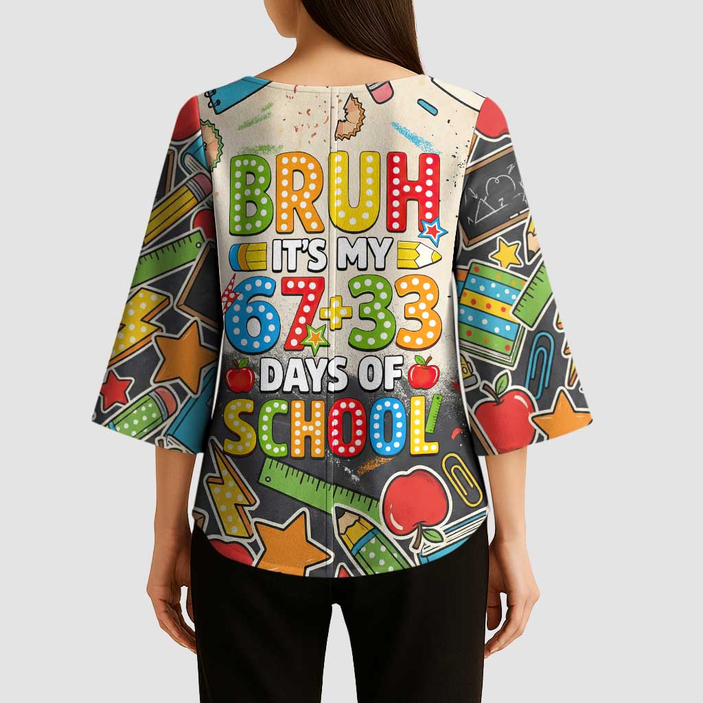 Bruh Its My 67 33 Days of School Kimono Sleeve Blouse Funny Boys Kids 100th Day