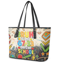 Bruh Its My 67 33 Days of School Leather Tote Bag Funny Boys Kids 100th Day