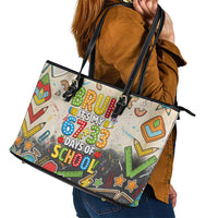 Bruh Its My 67 33 Days of School Leather Tote Bag Funny Boys Kids 100th Day