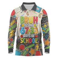 Bruh Its My 67 33 Days of School Long Sleeve Polo Shirt Funny Boys Kids 100th Day
