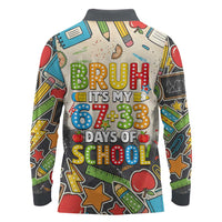 Bruh Its My 67 33 Days of School Long Sleeve Polo Shirt Funny Boys Kids 100th Day