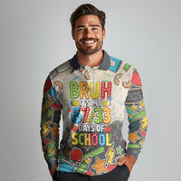 Bruh Its My 67 33 Days of School Long Sleeve Polo Shirt Funny Boys Kids 100th Day