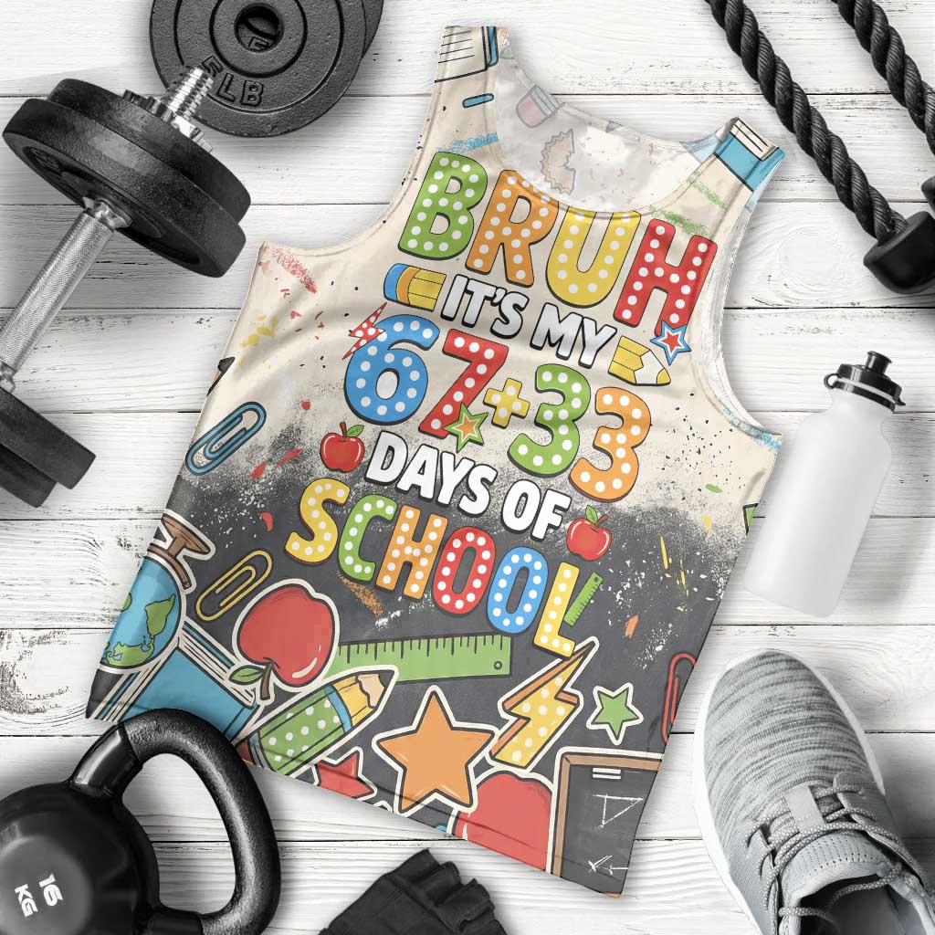 Bruh Its My 67 33 Days of School Men Tank Top Funny Boys Kids 100th Day