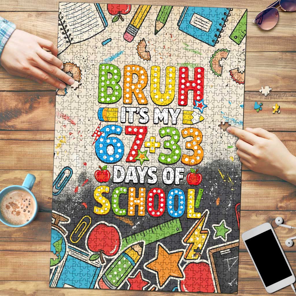 Bruh Its My 67 33 Days of School Puzzle Funny Boys Kids 100th Day