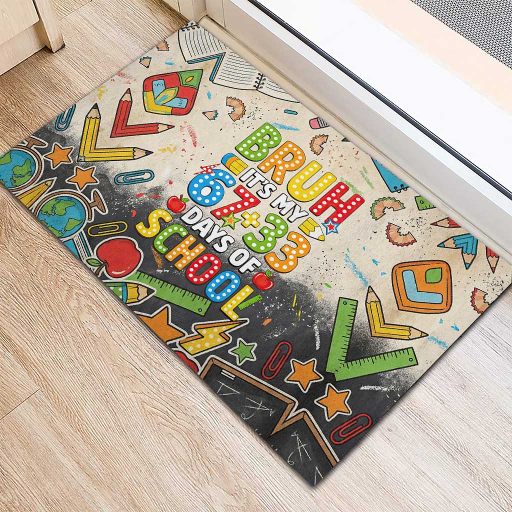 Bruh Its My 67 33 Days of School Rubber Doormat Funny Boys Kids 100th Day