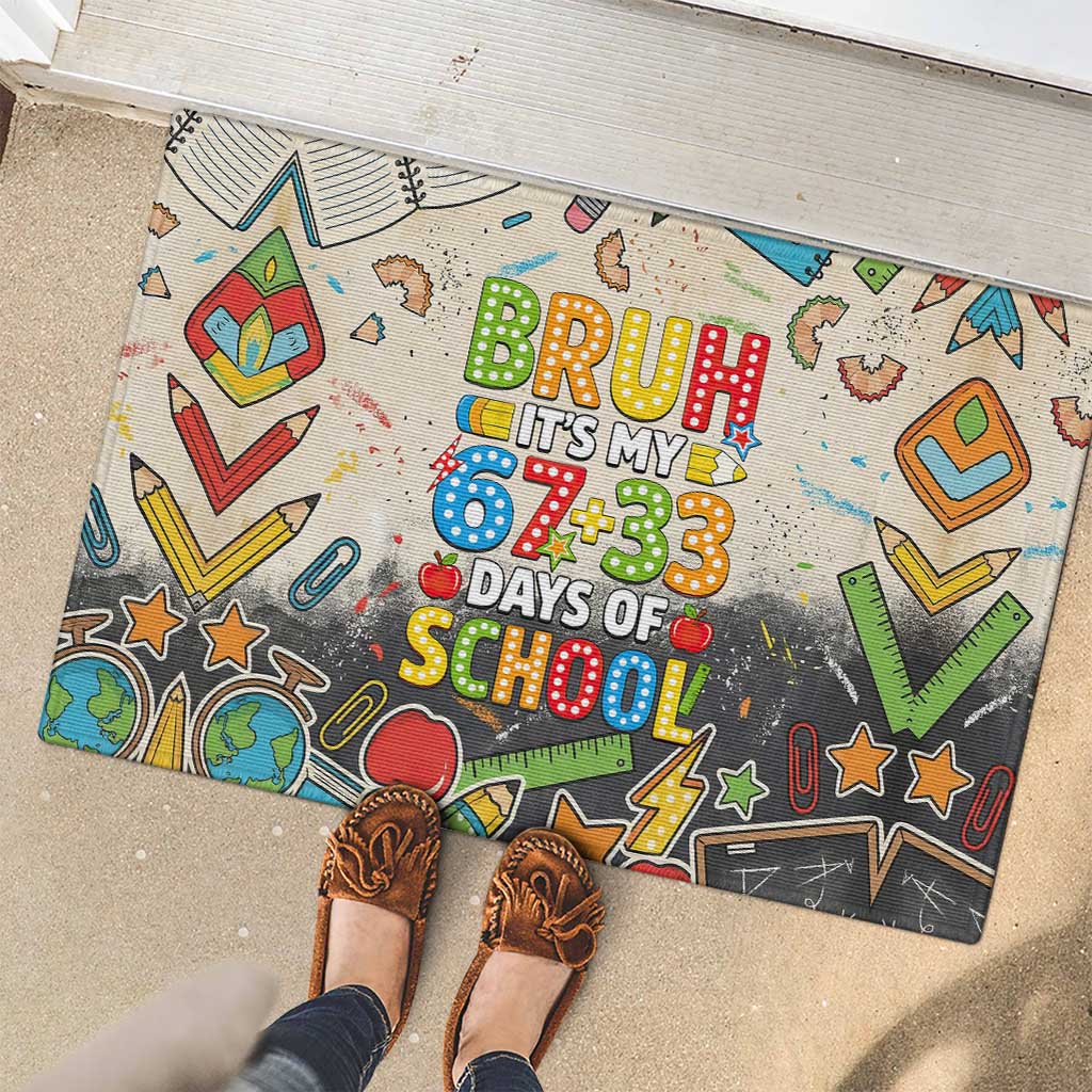Bruh Its My 67 33 Days of School Rubber Doormat Funny Boys Kids 100th Day