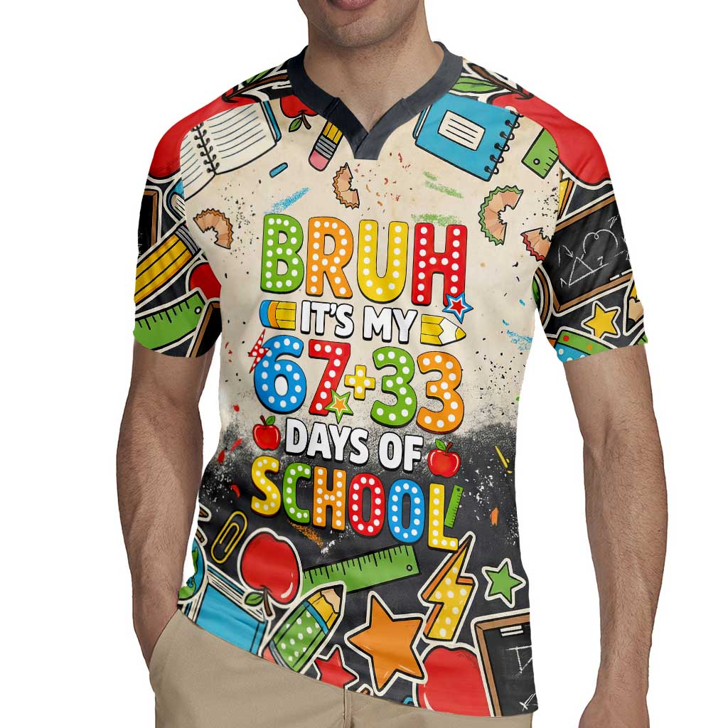 Bruh Its My 67 33 Days of School Rugby Jersey Funny Boys Kids 100th Day