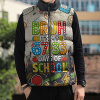 Bruh Its My 67 33 Days of School Sleeveless Puffer Jacket Funny Boys Kids 100th Day