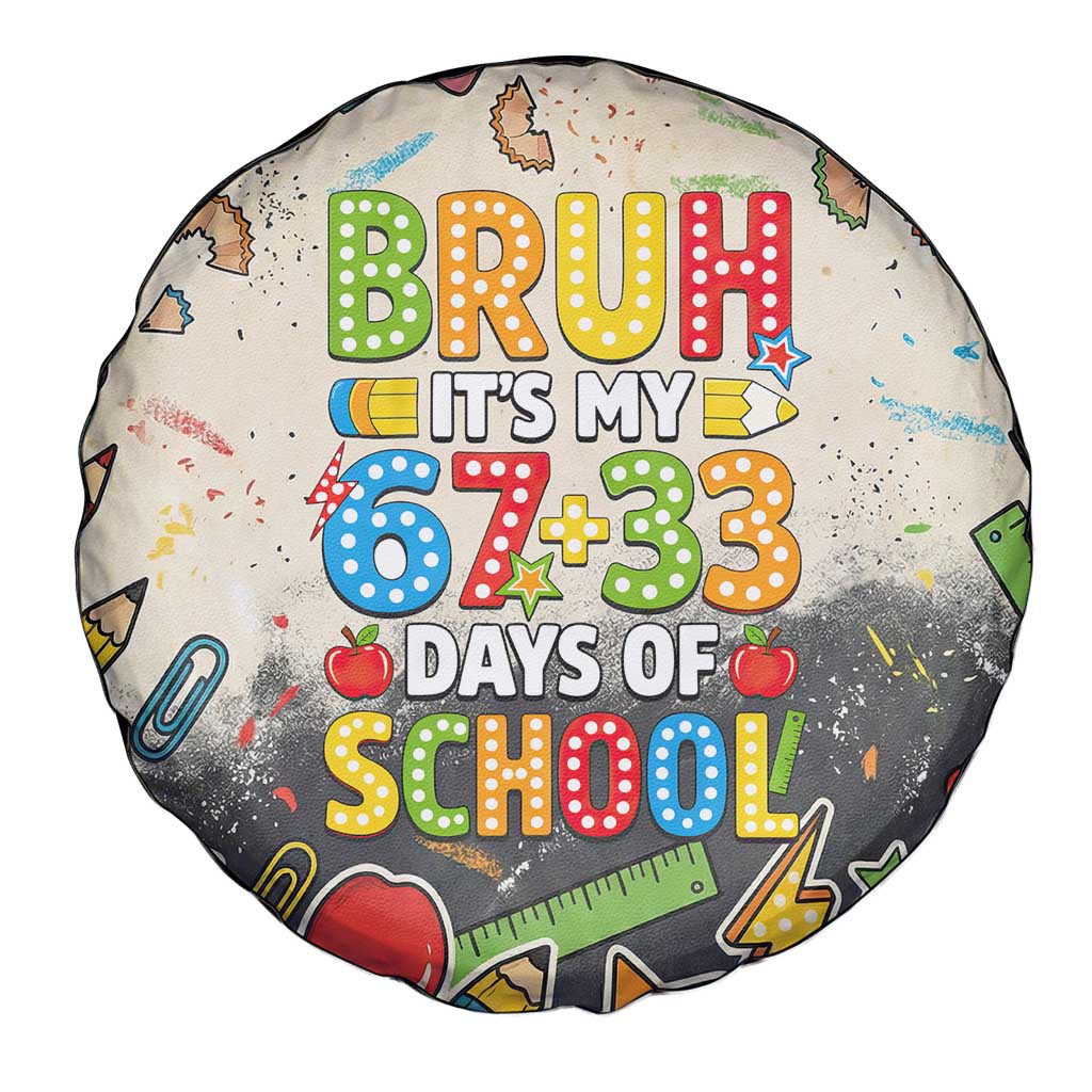 Bruh Its My 67 33 Days of School Spare Tire Cover Funny Boys Kids 100th Day