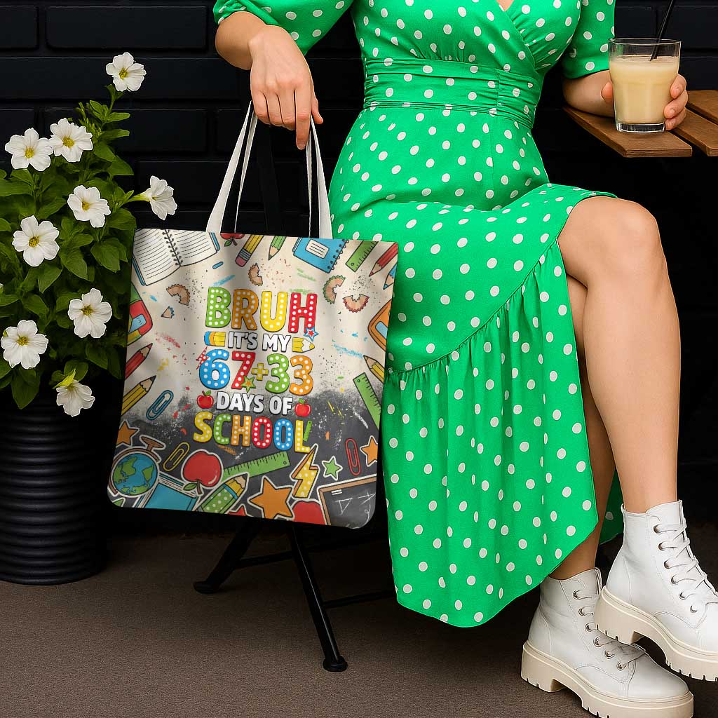 Bruh Its My 67 33 Days of School Tote Bag Funny Boys Kids 100th Day