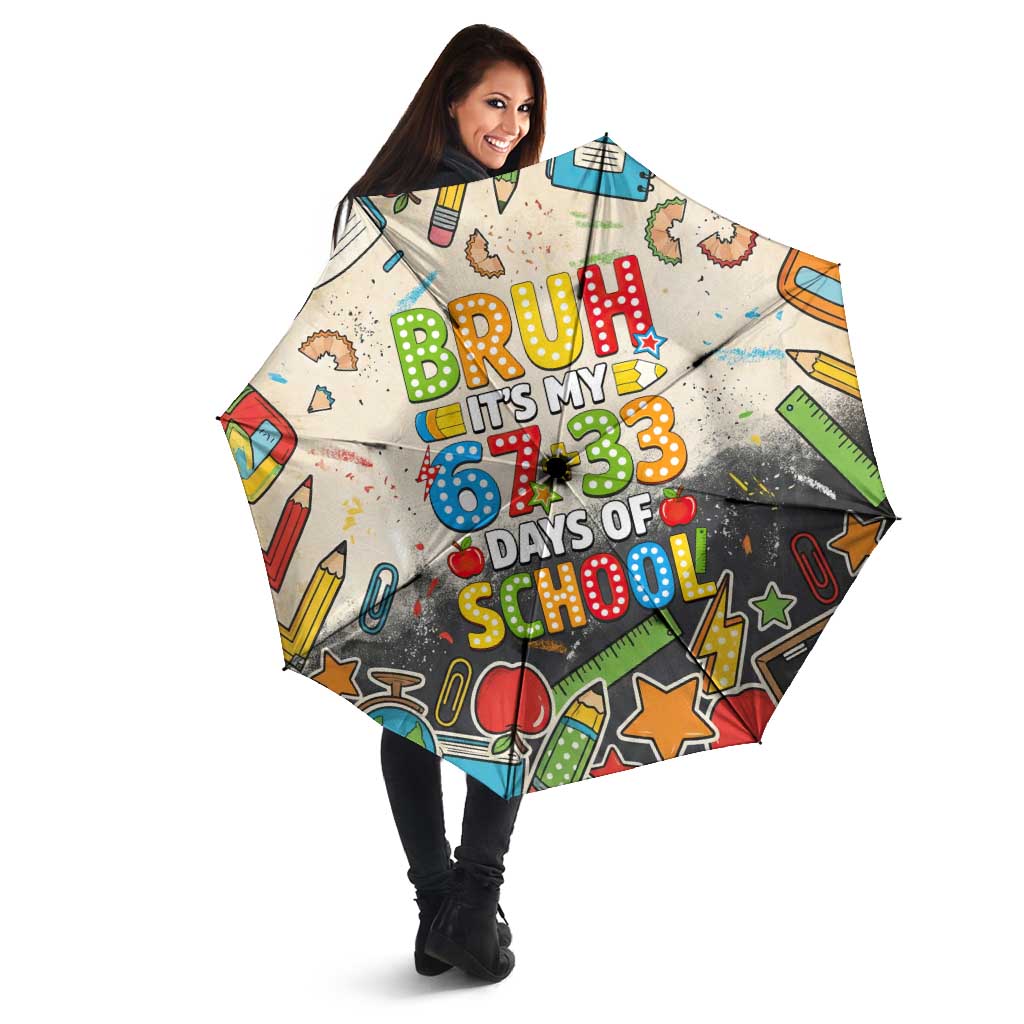 Bruh Its My 67 33 Days of School Umbrella Funny Boys Kids 100th Day