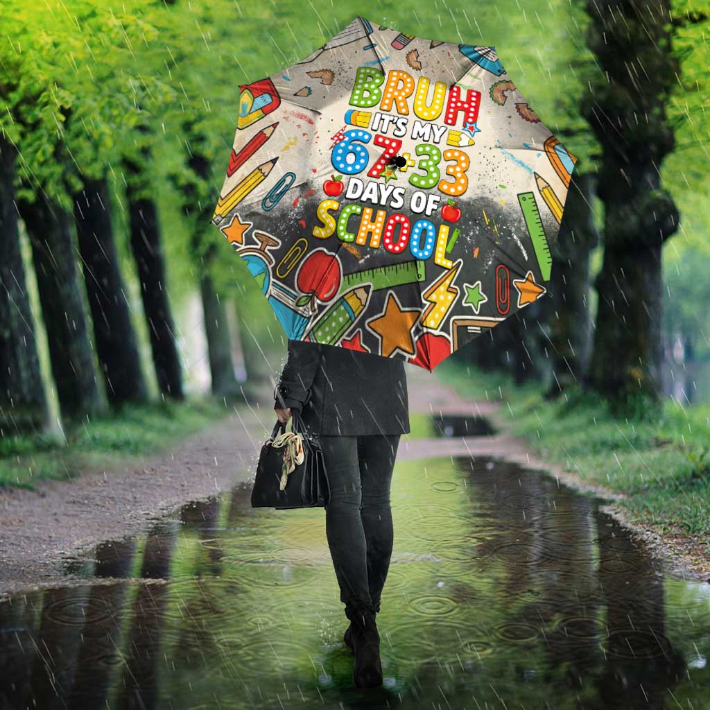 Bruh Its My 67 33 Days of School Umbrella Funny Boys Kids 100th Day