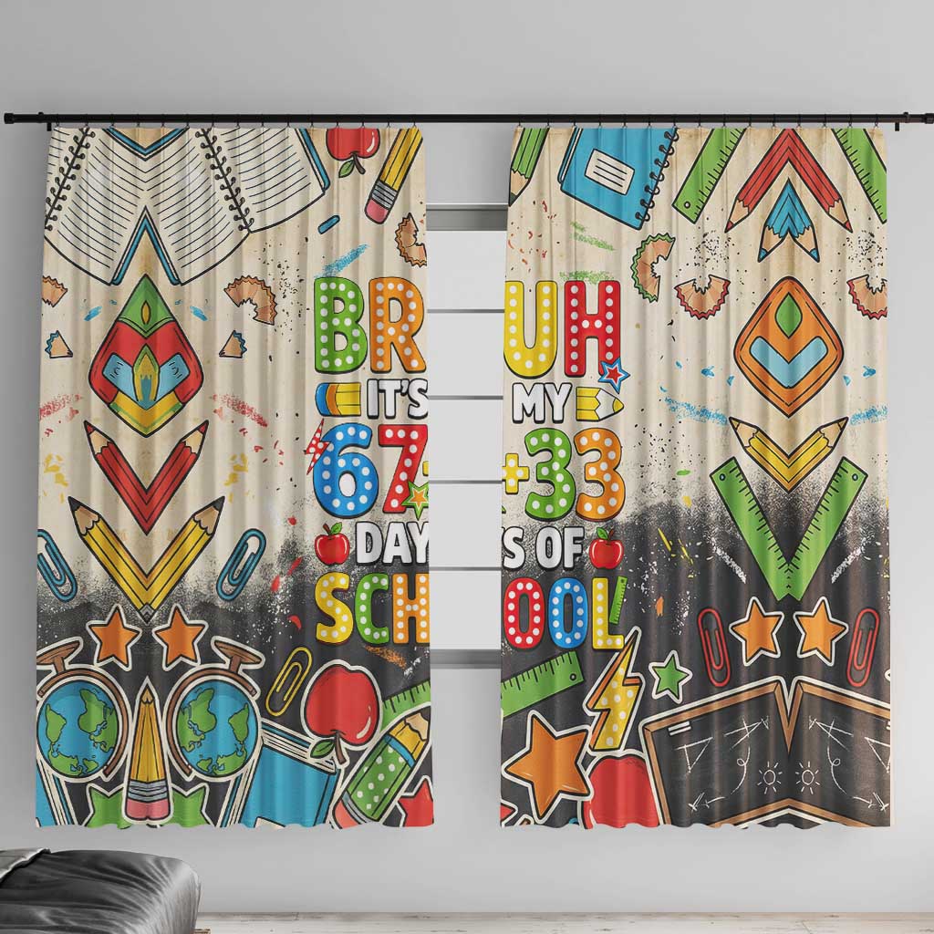 Bruh Its My 67 33 Days of School Window Curtain Funny Boys Kids 100th Day