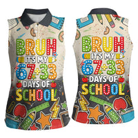 Bruh Its My 67 33 Days of School Women Sleeveless Polo Shirt Funny Boys Kids 100th Day