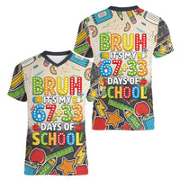 Bruh Its My 67 33 Days of School Women V-Neck T-Shirt Funny Boys Kids 100th Day