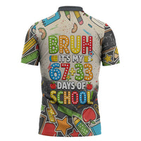 Bruh Its My 67 33 Days of School Zipper Polo Shirt Funny Boys Kids 100th Day