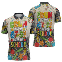 Bruh Its My 67 33 Days of School Zipper Polo Shirt Funny Boys Kids 100th Day