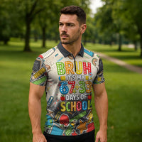 Bruh Its My 67 33 Days of School Zipper Polo Shirt Funny Boys Kids 100th Day