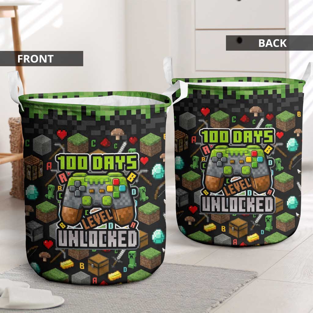 100 Days Level Unlocked Laundry Basket Gaming 100 Days of School Boys