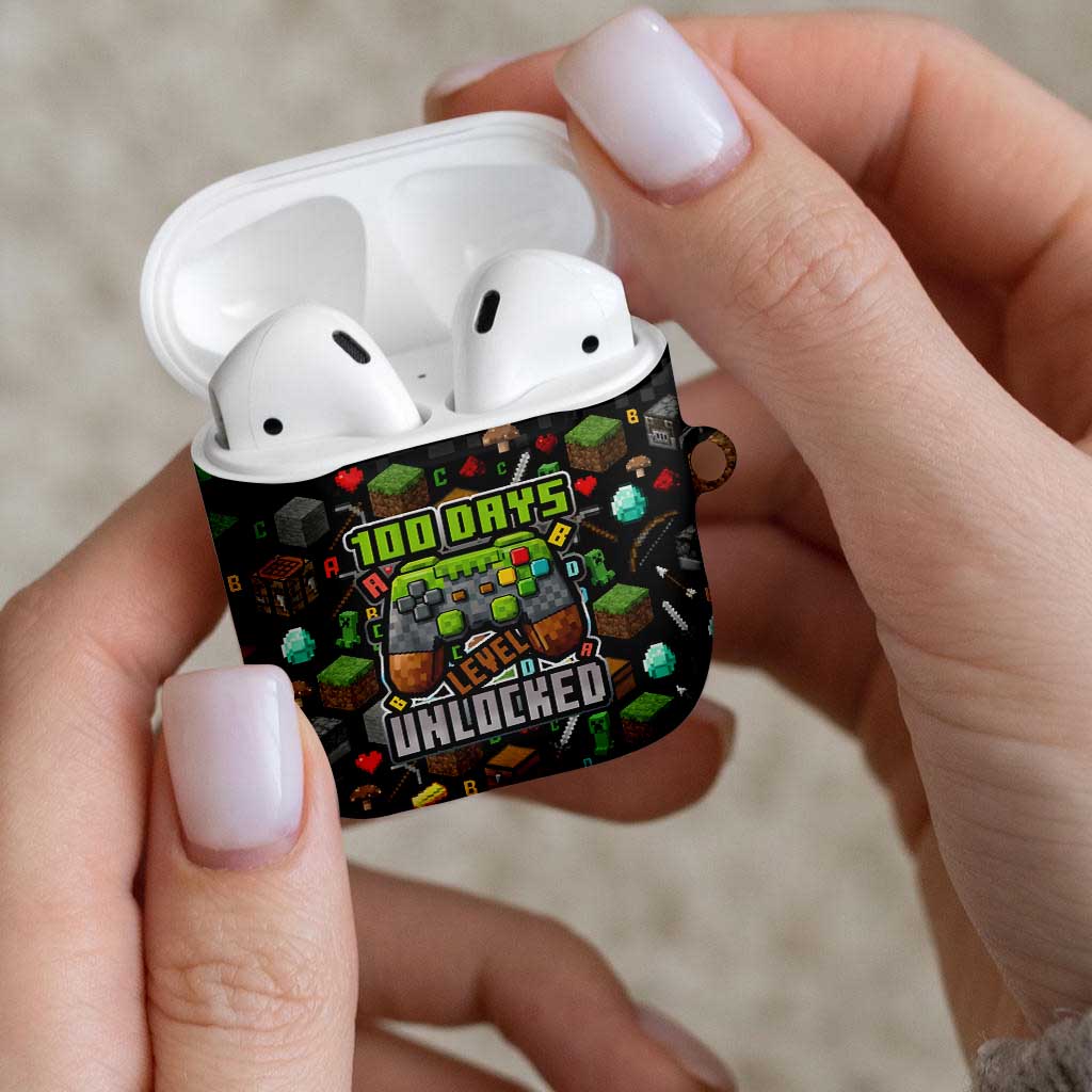 100 Days Level Unlocked AirPods Case Gaming 100 Days of School Boys