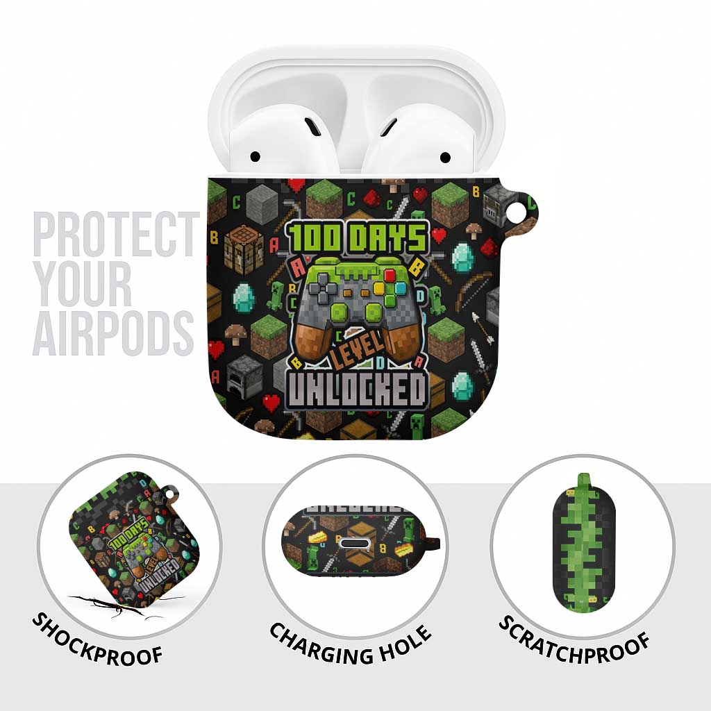 100 Days Level Unlocked AirPods Case Gaming 100 Days of School Boys