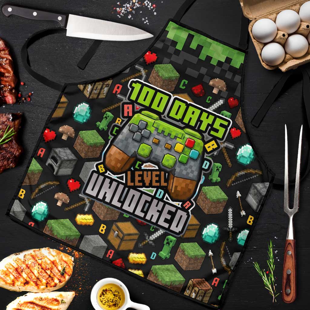 100 Days Level Unlocked Apron Gaming 100 Days of School Boys
